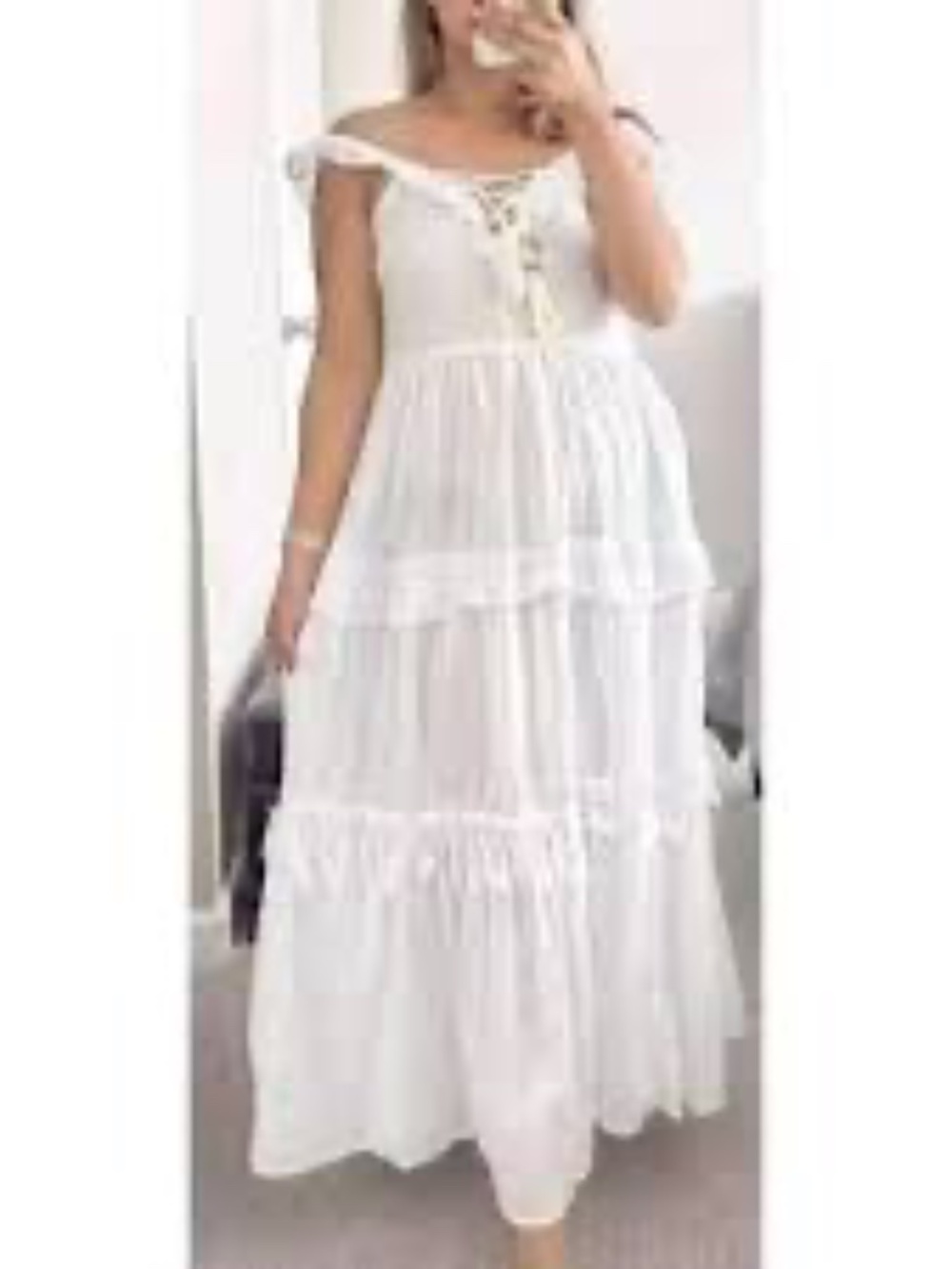 Bohemian Cotton Coastal White Maxi Dress with Tassels